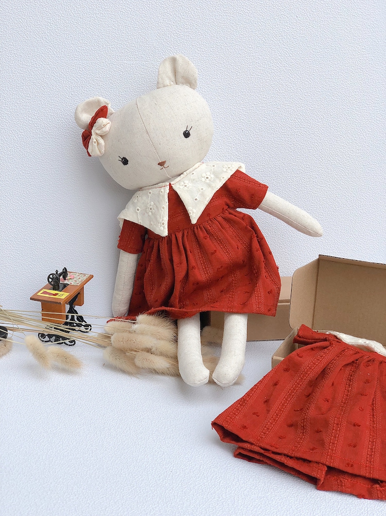 Babydoll dress for stuffed animals and doll Handmade clothes for children Gift for girl image 9