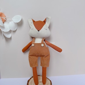BEST PRICE - Handmade fox doll with overalls / Birthday gift- Easter gift- Christmas gift  for her/him