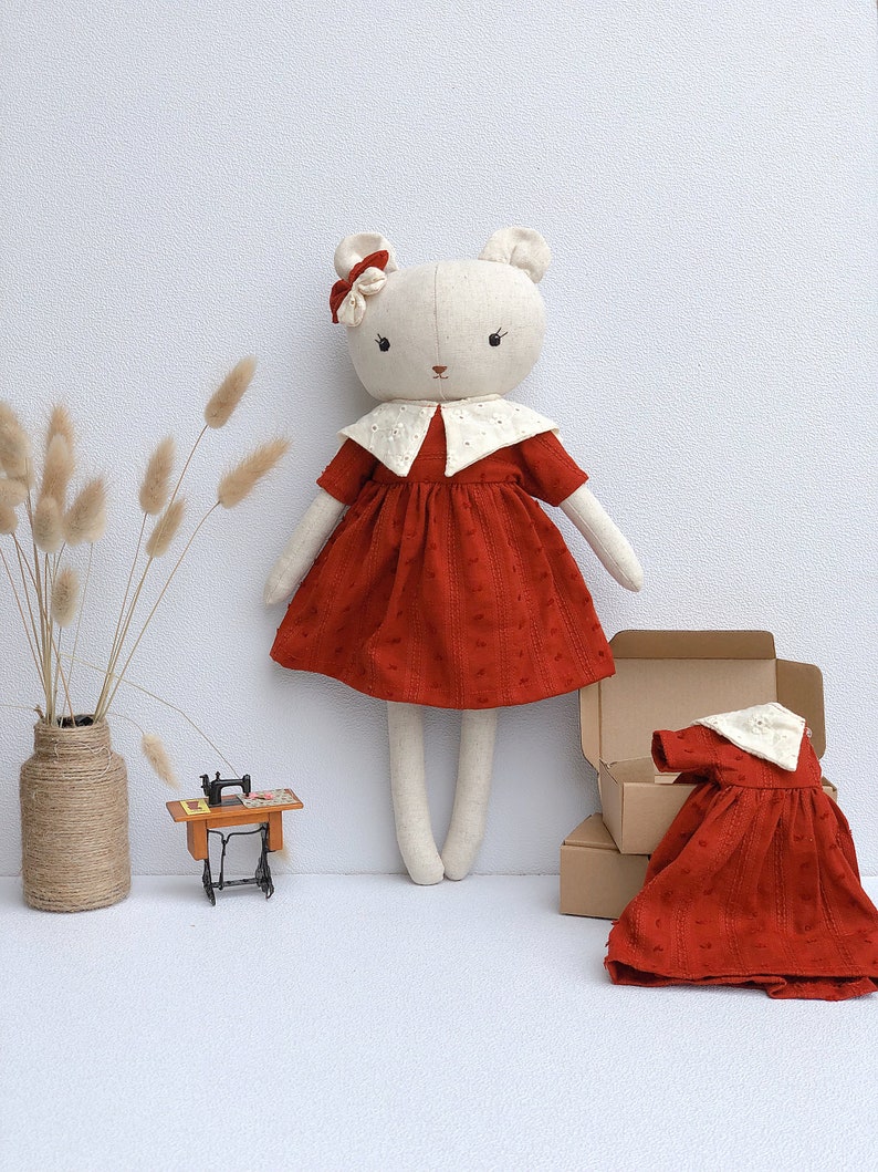 Babydoll dress for stuffed animals and doll Handmade clothes for children Gift for girl image 8