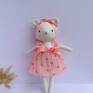 Handmade teddy bear doll with beautiful dress, safe toys for kids, Best gift for Christmas