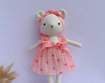 Handmade teddy bear doll with beautiful dress, safe toys for kids, Best gift for Christmas