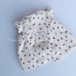 Purple pears printed dress for doll/ stuffed animal Handmade clothes for children Gift for girl image 4