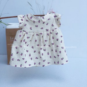 Purple pears printed dress for doll/ stuffed animal Handmade clothes for children Gift for girl image 3