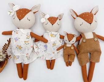 Família de bonecas de veado feitas à mão, brinquedos de pelúcia de linho feitos à mão para crianças, presente de aniversário para crianças, bonecas com o melhor preço para venda