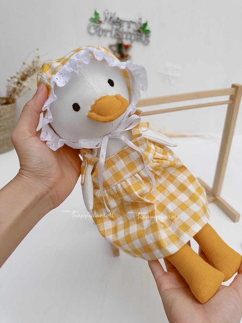 Baby daughter first doll Handcrafted duck plushies Stuffed animal toys Gift for children zdjęcie 9