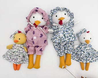 Handmade Easter basket chicken doll family, Easter gift chick plush toys, Chicken doll plush gift for children baby shower gift