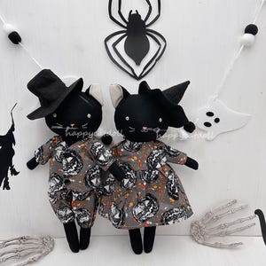 Halloween handmade cat doll, halloween gift, ghost stuffed animal toys, scary handcrafted plush