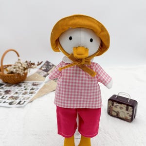 Cute linen duck doll with clothes and hat, Newest design plushy, Stuffed animal duck toy for children, Gift for Easter, baby shower present