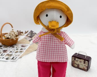 Cute linen duck doll with clothes and hat, Newest design plushy, Stuffed animal duck toy for children, Gift for Easter, baby shower present