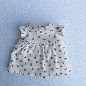 Purple pears printed dress for doll/ stuffed animal Handmade clothes for children Gift for girl image 2