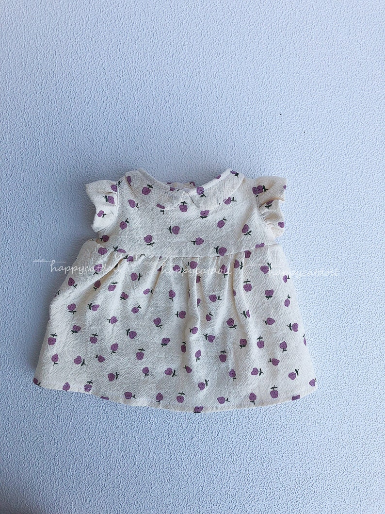 Purple pears printed dress for doll/ stuffed animal Handmade clothes for children Gift for girl image 2