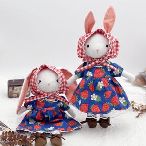 Vintage bunny doll Hand-Embroidered linen plush Handmade rabbit toy Heirloom doll Birthday gift for girl Made with love and care