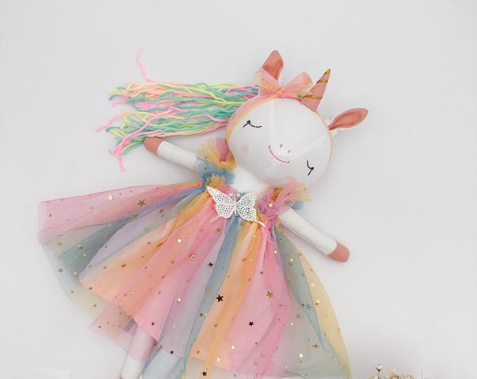 Unicorn rainbow birthday gift - Handmade soft plushies - Easter baskets - Present for kids