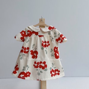 Red flowers dress for doll 40cm/ 15.8 inches - Handmade gift for children