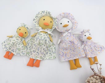 Easter duck stuffed animal plush, duck doll family toys for kids, mother duck and ducklings, Easter eggs gift, Easter handmade doll