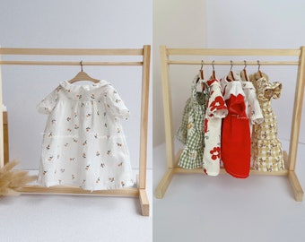 Wooden doll clothes rack and hangers - Safe toys for children- creative toys