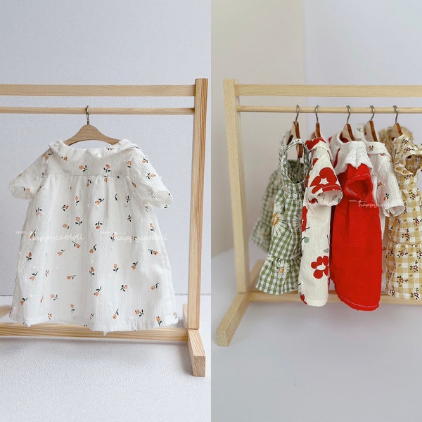 Wooden doll clothes rack and hangers - Safe toys for children- creative toys