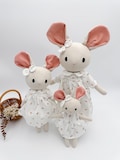 Big Size fabric linen mouse doll with rose dress, plushies heirloom doll, handmade birthday gift for children, first babydoll product logo