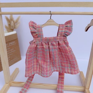 Check gingham dress for doll size 40cm/15.7 inches - Handmade gift toys for kids