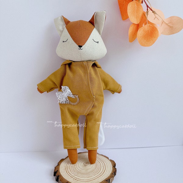 Beste prijs voor groot formaat - Handgemaakte vossenpop met verwijderbare kleding 15,7 inch lang - Handgemaakt knuffeldierenspeelgoed - Cadeau voor kinderen
