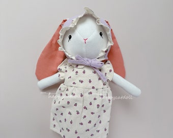 BEST PRICE- Stuffed animals bunny rabbit dolls with purple pears handmade dress- plushies toys for kids- gift for birthday