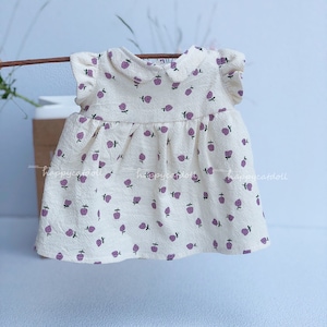 Purple pears printed dress for doll/ stuffed animal Handmade clothes for children Gift for girl image 1