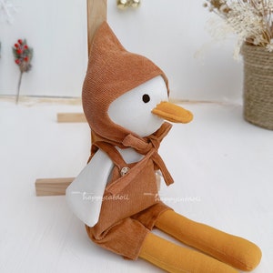 Duck plush cute toys for toddlers, Handmade stuffed animals for boys, heirloom linen doll