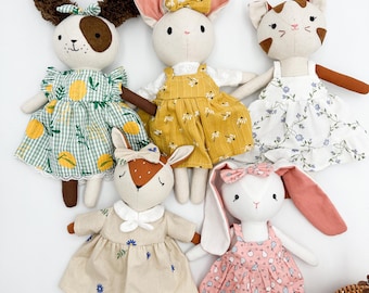 Handmade beautiful dolls with removable clothes, Soft cloth doll, personalized gift for kids, Linen fabric dolls, Stuffed animal toys