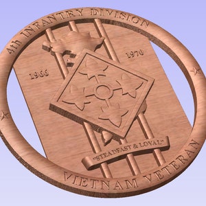 Placa / Signo / Decoración de la Guerra de Vietnam de la 4ta División de Infantería del Ejército de EE. UU.