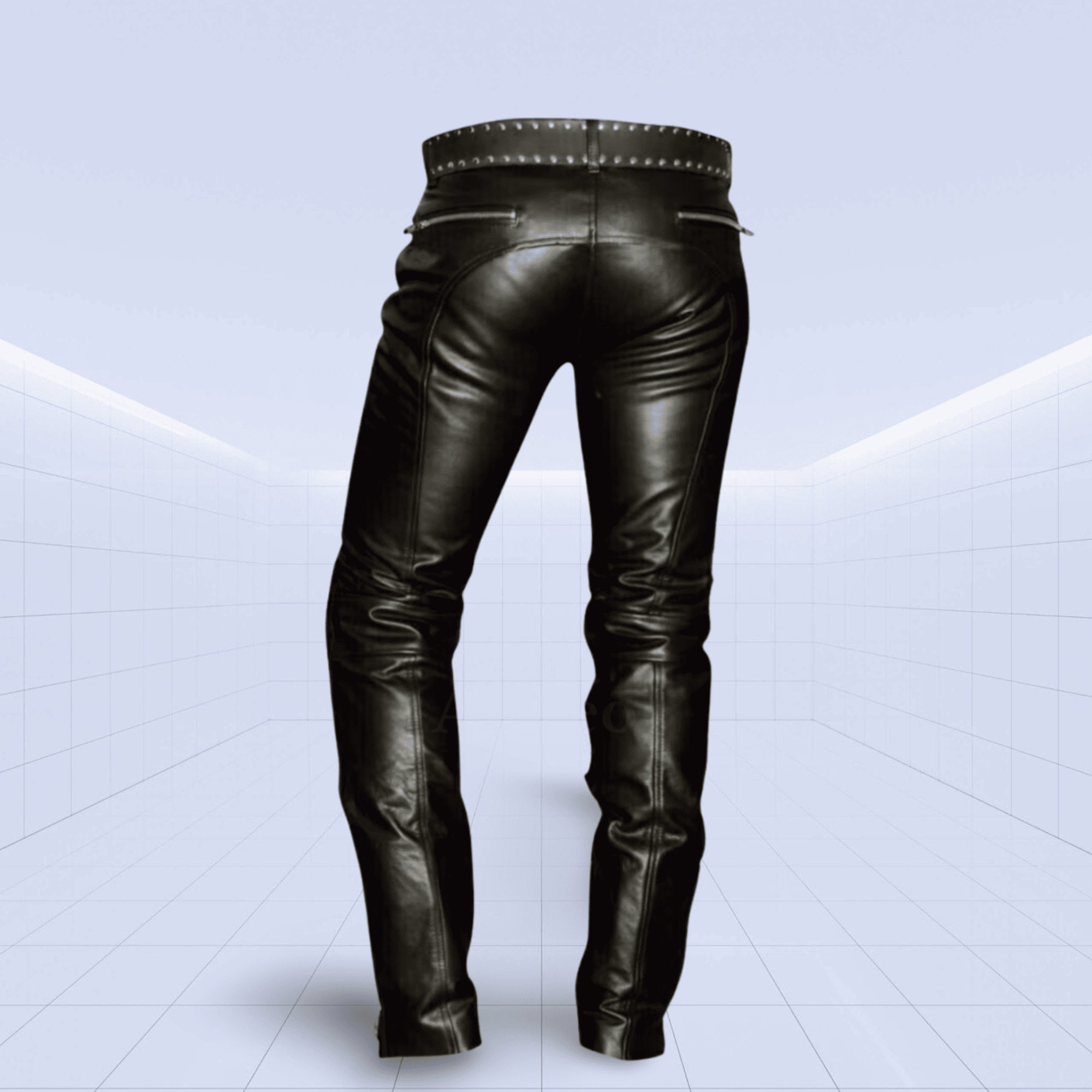 Mens Black Genuine Leather Breeches Pants Trousers Real Leather Pants ...