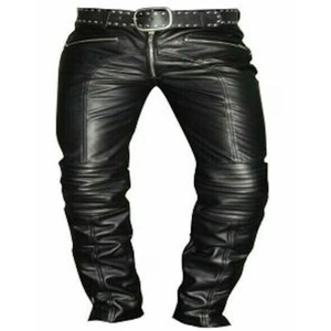 Mens Black Genuine Leather Breeches Pants Trousers Real Leather Pants ...