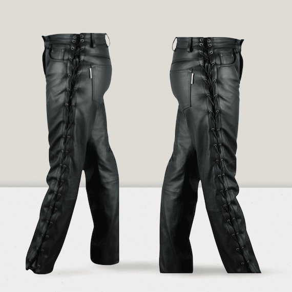 Men's Side Lace Up Leather Pants on Sale | bellvalefarms.com