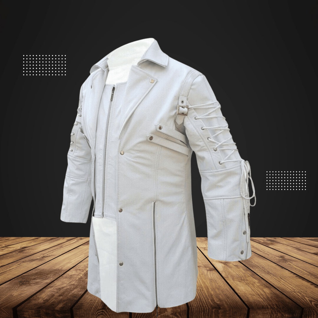 White Leather Trench Coat Sophisticated Versatile Classic Etsy