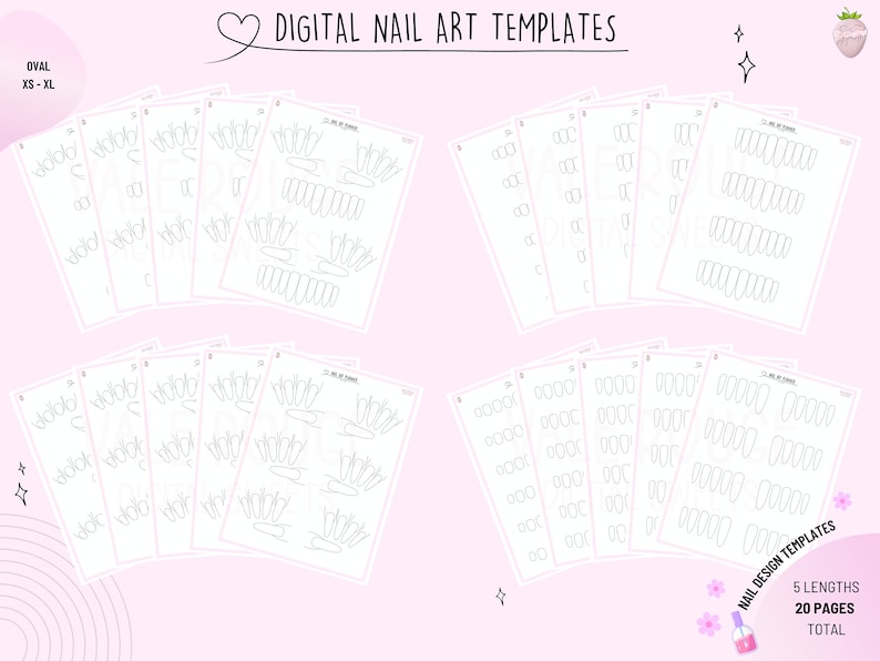 Oval Nail Art Templates 5 Lengths Nail Sketch Drawings Practice