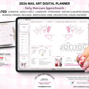2026 DATED Manicure/Pedicure | My Berry Sweet Digital Planner | Daily+Weekly | Nail Tech/Artist Templates | Nail Book | GoodNotes