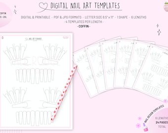 Oval Nail Art Templates 5 Lengths Nail Sketch, Drawings Practice