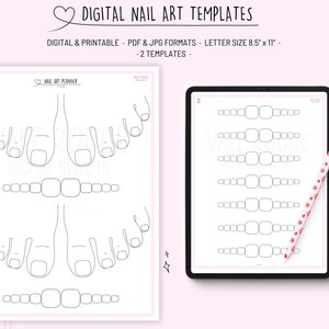 Feet Nail Art Templates | 2 Templates | Nail Sketch, Drawings | Practice Nail Design | Doodle Nails | Printable Nail Sheet | Nail Planning