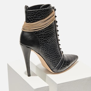 Black Heels with Gold Chain