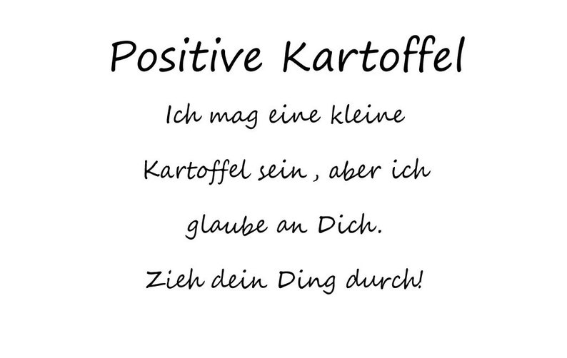 Positive Kartoffel gehäkelt als Mutmacher u. Glücksbringer, mit Schlüsselkette Spruchkarte, im Organzasäckchen. Textänderungen möglich. Bild 2