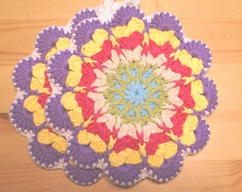 Potholder made of cotton, crocheted,