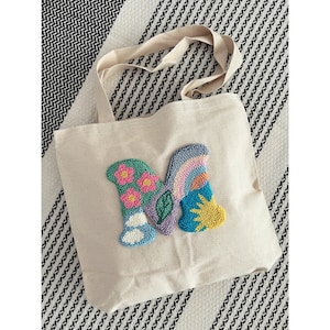 Sac fourre-tout brodé, Sac fourre-tout personnalisé avec aiguilletage, Sac fourre-tout en toile, Sac fourre-tout au crochet, Sac en coton respectueux de l'environnement, Sac fourre-tout en tissu