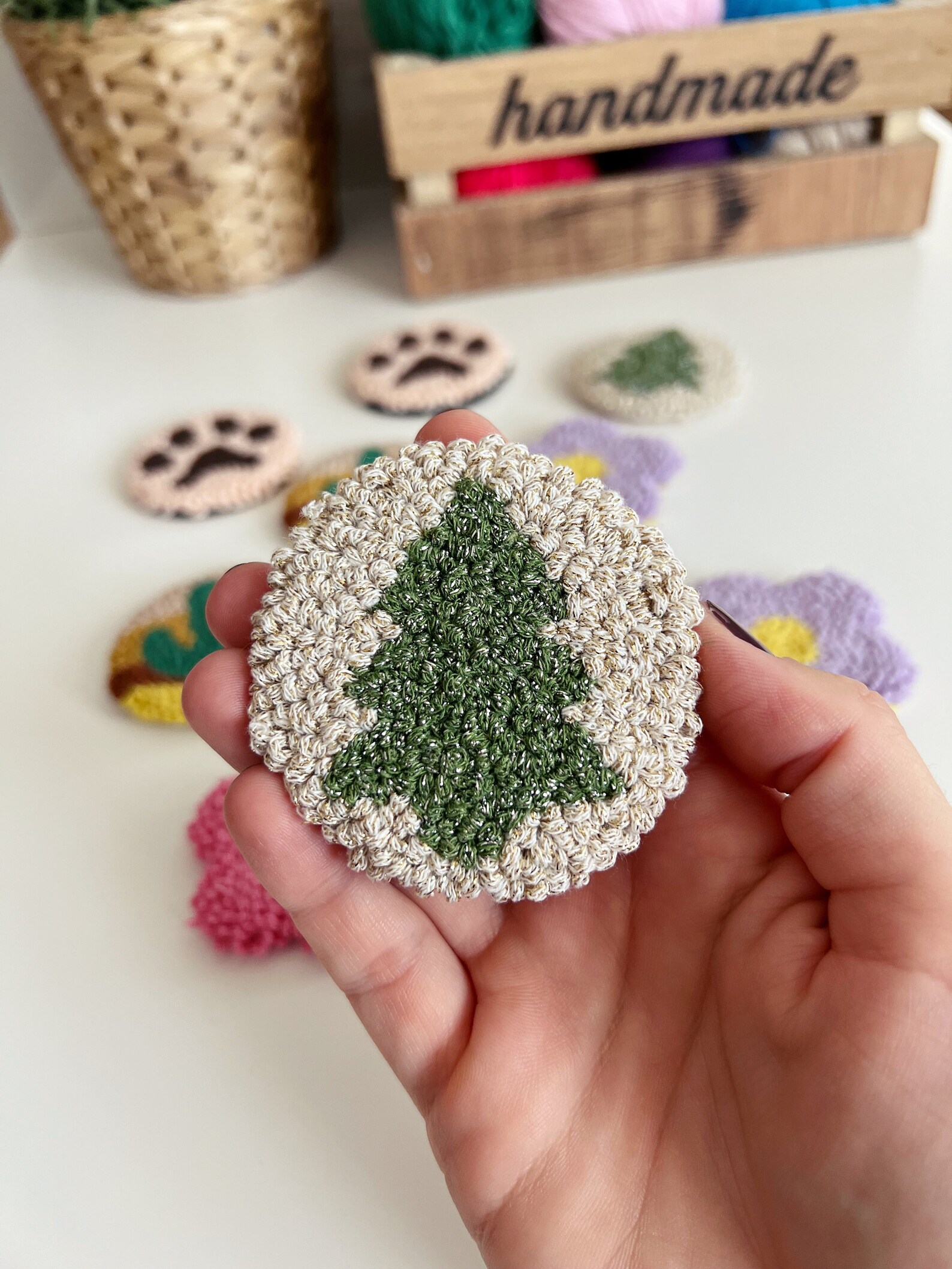 Punch Needle Car Coasters Set of 2, Handmade Coaster, Gift for New Car