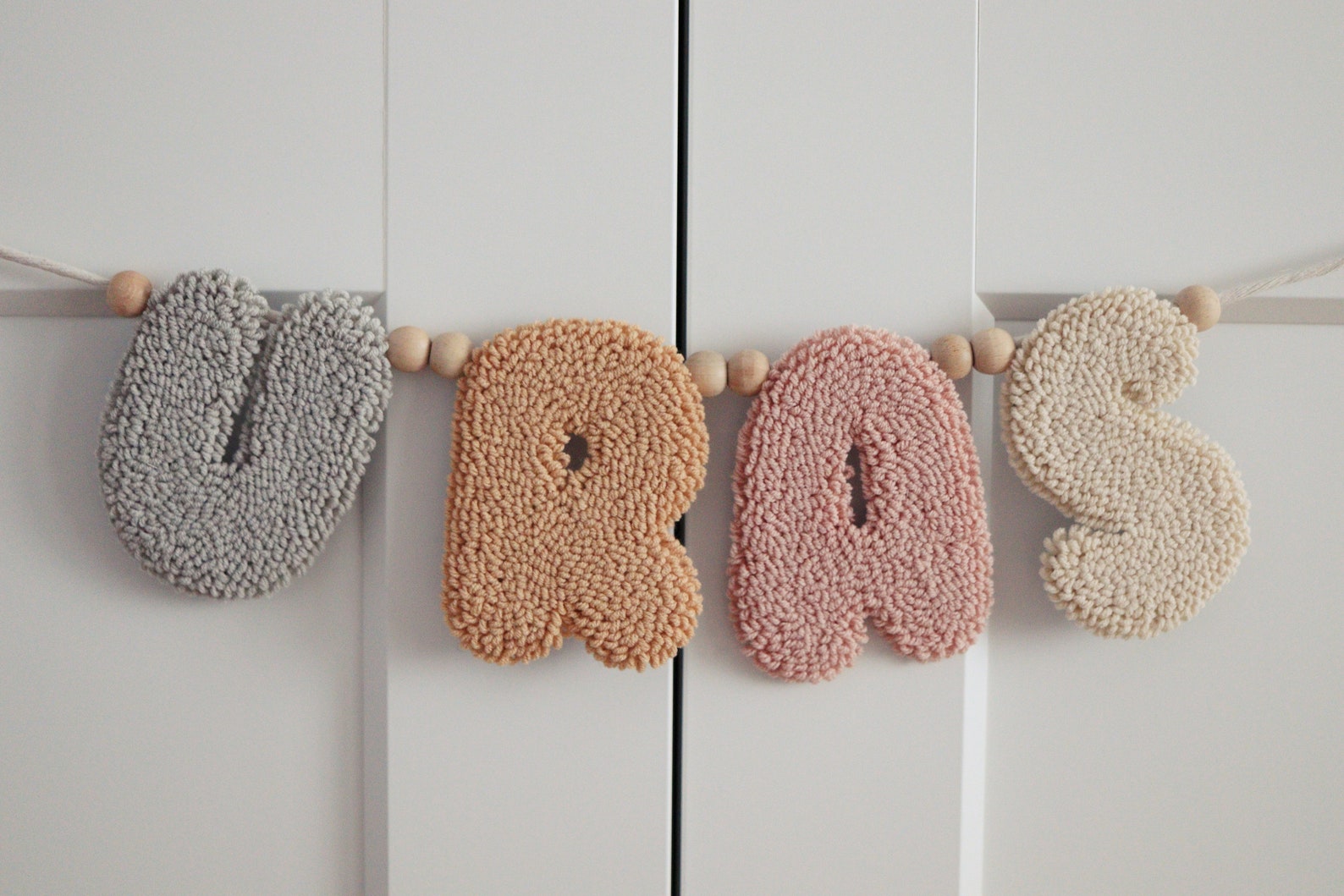 Personalized Punch Needle Name Banner, Baby Shower Name Banner, Felt