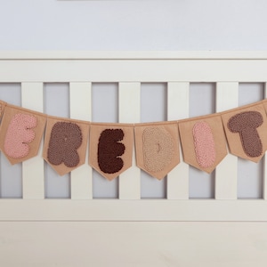 Felt Name Garland, Personalized Embroidered Name Bunting, Personalized Baby Shower Gift, Custom Garland Wall Hanging, Felt Nursery Decor