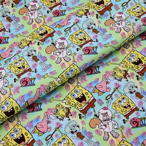 SpongeBob SquarePants Fabric 100% Cotton Cartoon Cotton Fabric By The Half Yard