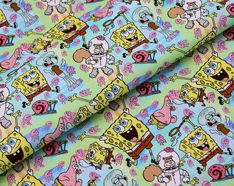 SpongeBob SquarePants Fabric 100% Cotton Cartoon Cotton Fabric By The Half Yard