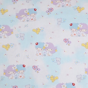 Little Twin Star Fabric Kiki and Lala Japanese Anime Fabric 100% Cotton Anime Cartoon Cotton Fabric By The Half Yard