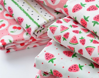 Fruit Print Fabric Summer Fruit Fabric 100% Cotton Cartoon Cotton Fabric By The Half Yard