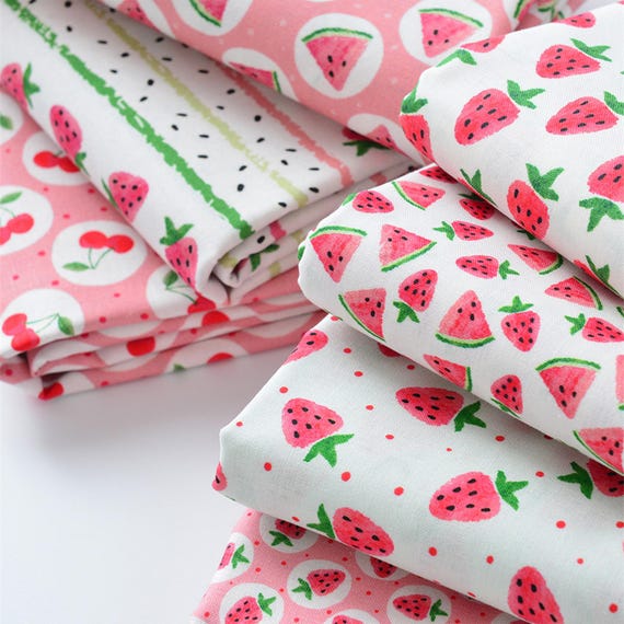 Fruit Print Fabric Summer Fruit Fabric 100% Cotton Cartoon Cotton Fabric By The Half Yard