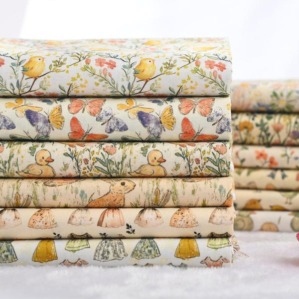 Katoenen stof pastelkleurige dierentuinprint, naaien en knutselen, op maat gesneden